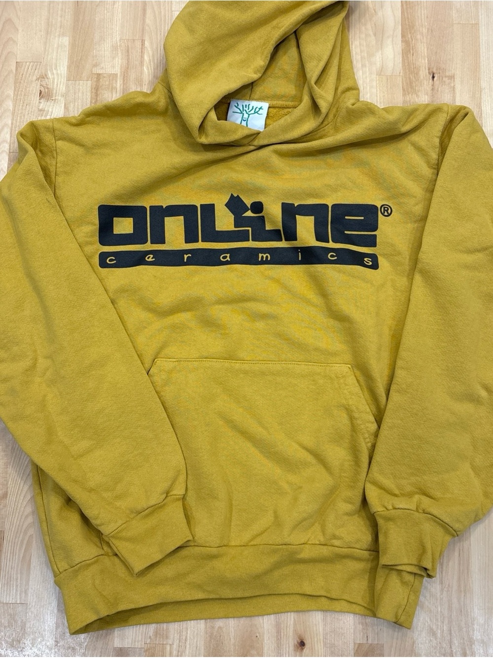Online Ceramics Yellow Reading Logo Hoodie Dijon Yellow Heavyweight Size M